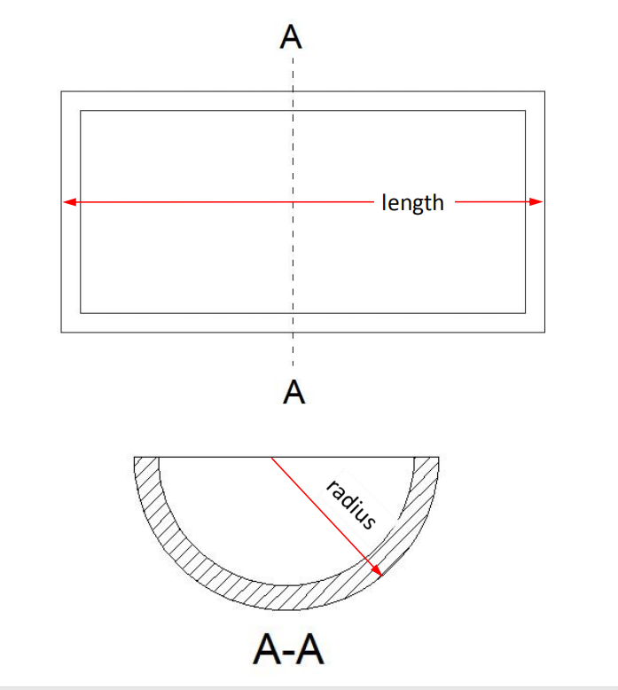 Bateau en alumine avec détails de taille de fond semi-circulaire